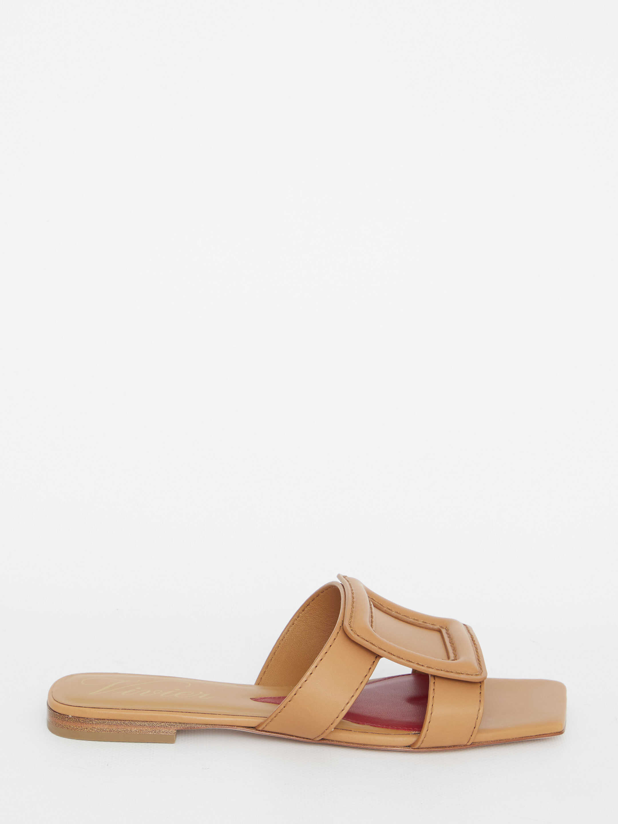 Roger Vivier Leather Stitching Buck Sandals Brown