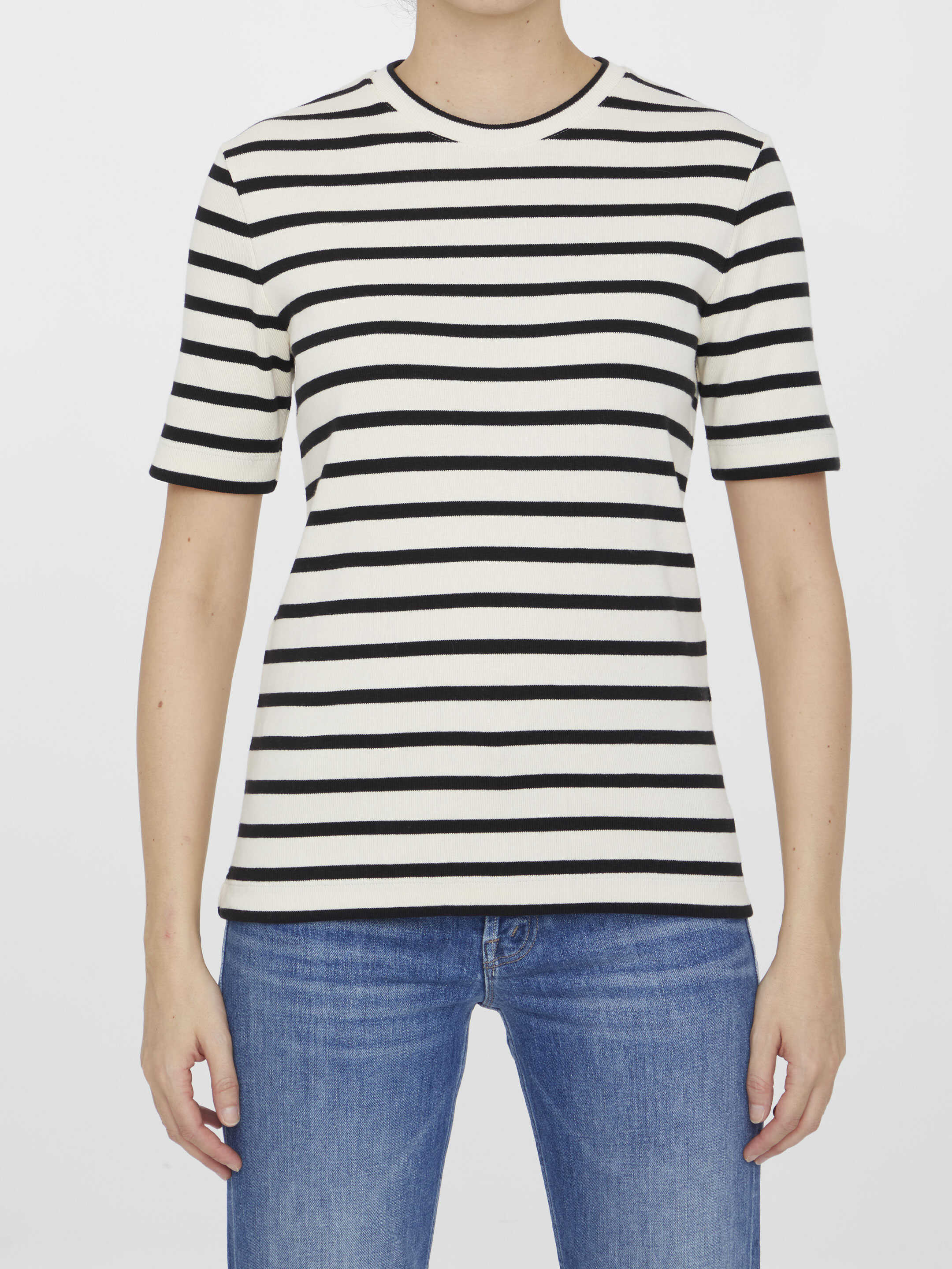 Jil Sander Striped Cotton T-Shirt White