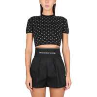 Tricouri Alexander Wang Nylon T-Shirt With Rhinestones