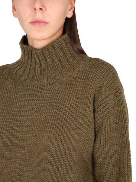 Pulovere casual Margaret Howell Turtleneck Shirt MILITARY GREEN Femei (BM 9578819) 4