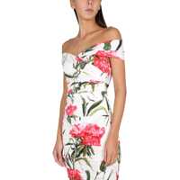 Rochii casual Dama - Rochii casual Dolce & Gabbana Draped Carnation-Print Poplin Dress MULTICOLOUR Femei (BM 9578858) - B-mall.ro