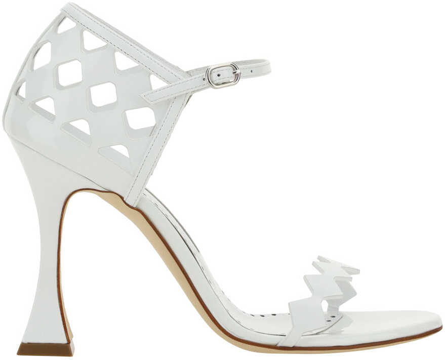 Manolo Blahnik Kalunpatent Sandals WHIT