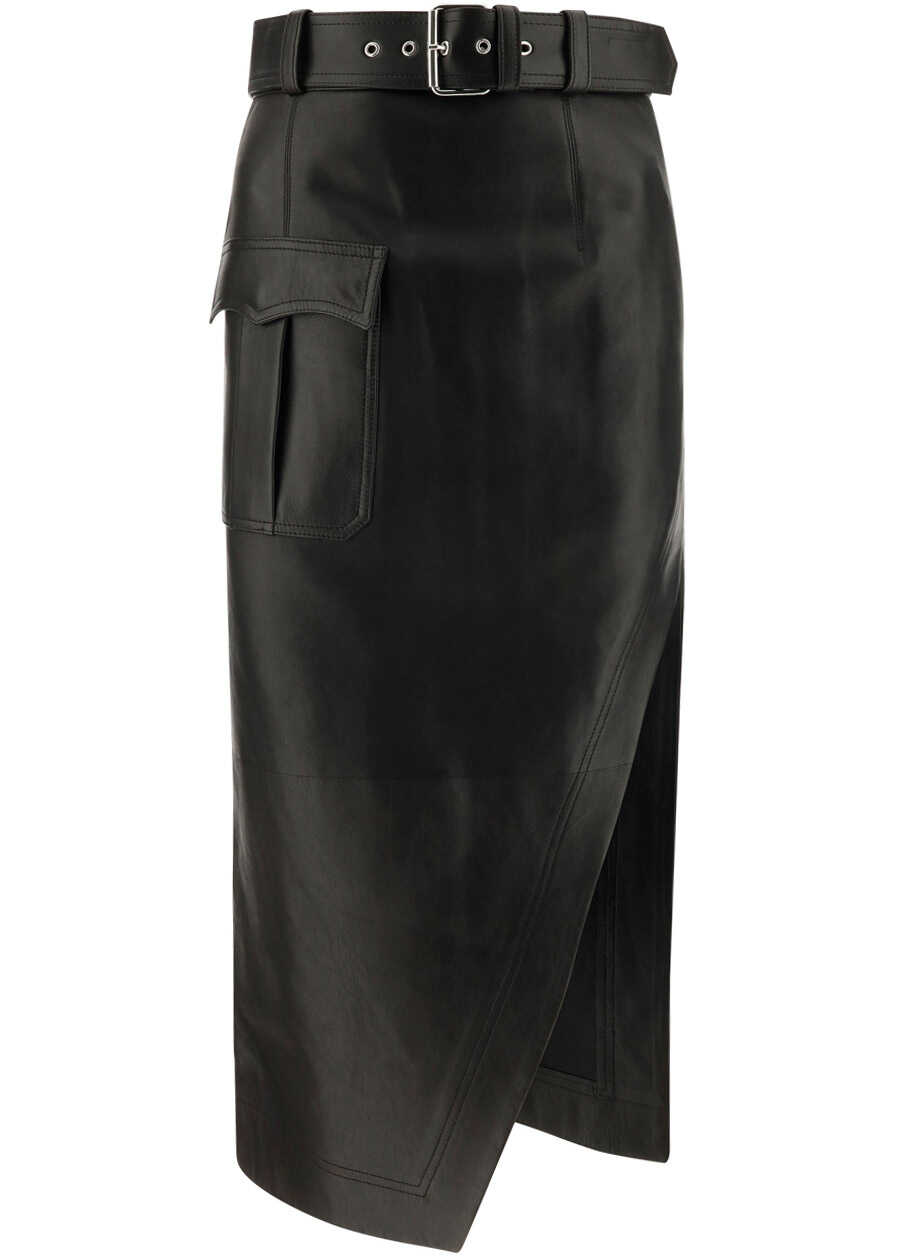 Poze Alexander McQueen Midi Skirt BLACK b-mall.ro 