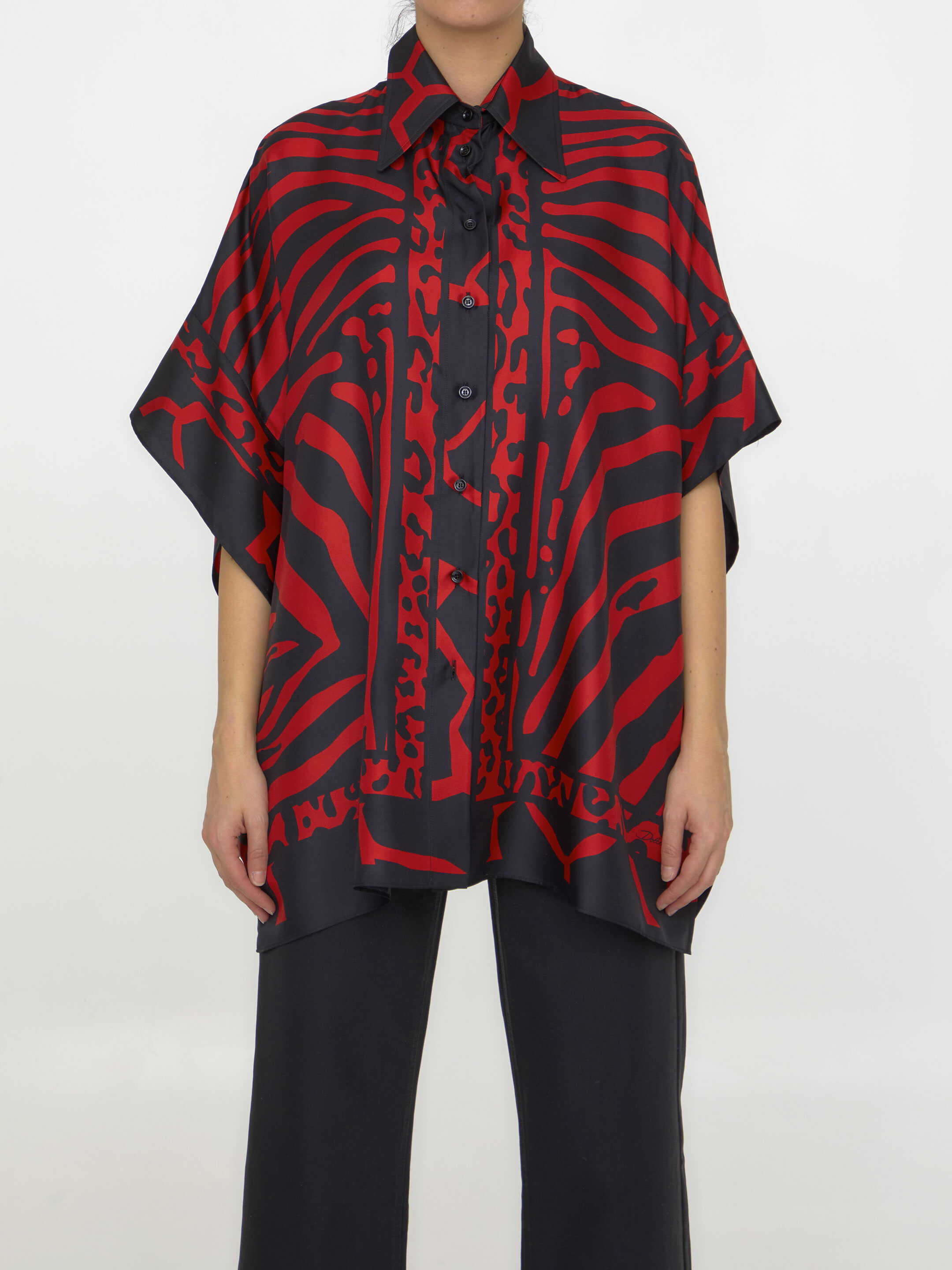 Poze Dolce & Gabbana Printed Twill Shirt Red b-mall.ro 