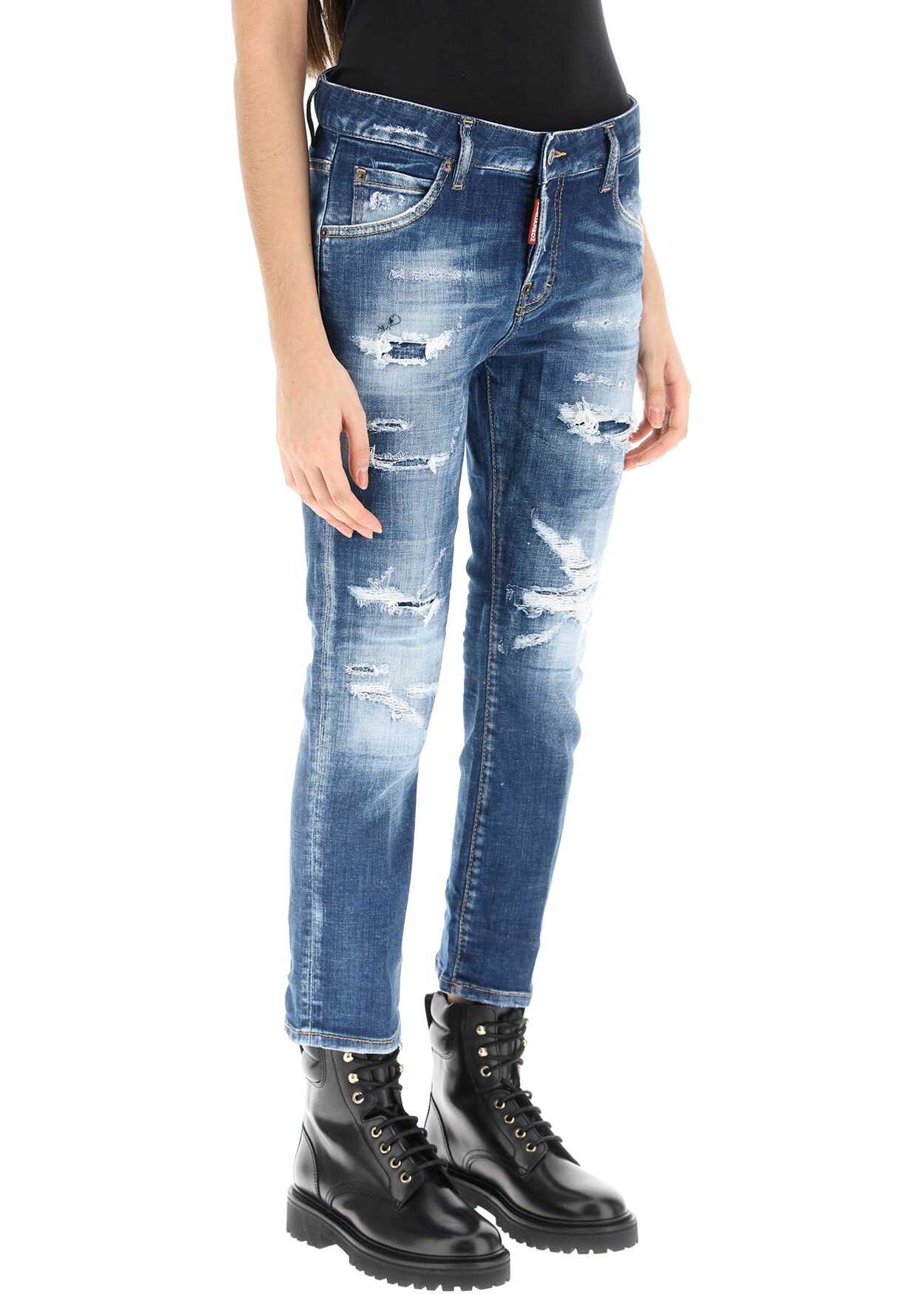 DSQUARED2 Medium Slash Wash Cool Girl Cropped Jeans BLUE NAVY