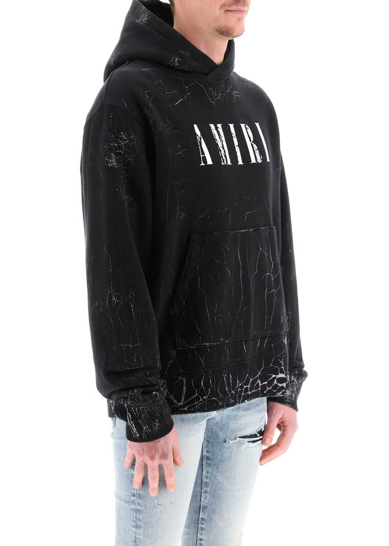 AMIRI Cracked Dye Logo Hoodie BLACK