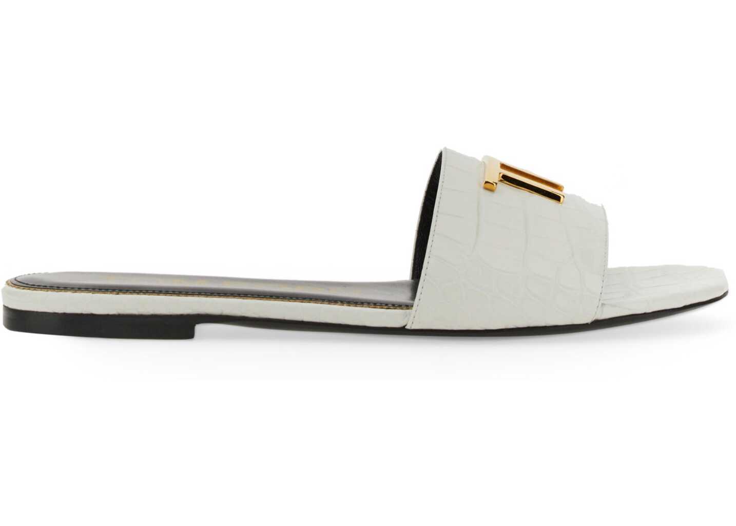 Tom Ford Slide Sandal With Logo WHITE