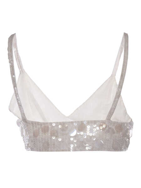 Topuri P.A.R.O.S.H. Sequined top White Femei (BM 9584936) 3