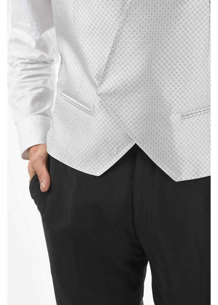 Veste costum CORNELIANI Two-Tone Silk Academy Cerimonia Vest With All-Over Logo On T Gray Barbati (BM 9586826) 3