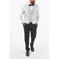 Veste pentru Barbati - Veste costum CORNELIANI Two-Tone Silk Academy Cerimonia Vest With All-Over Logo On T Gray Barbati (BM 9586826) - B-mall.ro
