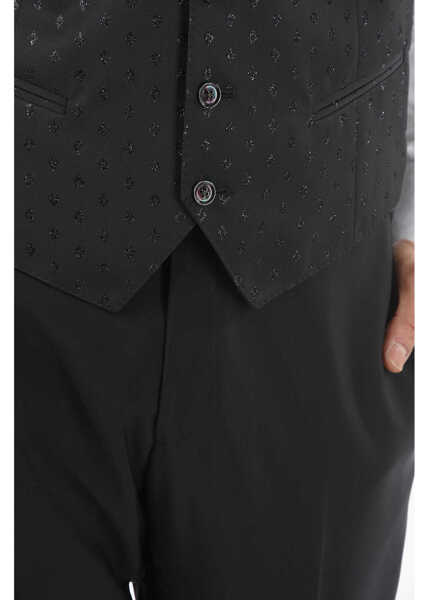 Veste costum CORNELIANI Cc Collection All-Over Glitter 4-Buttons Cerim Reset Vest Black Barbati (BM 9587219) 3