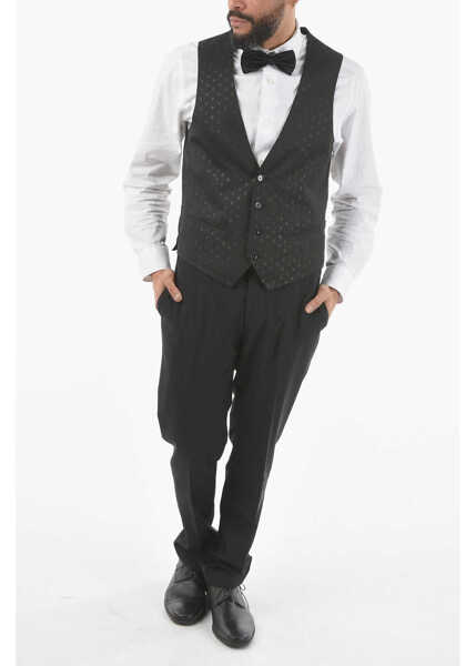 Veste costum CORNELIANI Cc Collection All-Over Glitter 4-Buttons Cerim Reset Vest Black Barbati (BM 9587219) 4