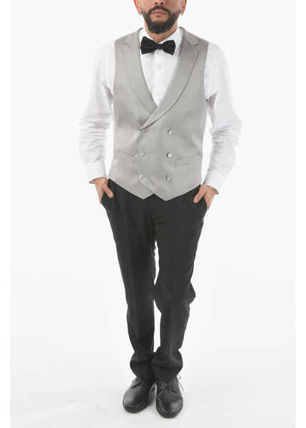 Veste costum CORNELIANI Cc Collection Double Breasted Cerim. Reward Waistcoat Gray Barbati (BM 9587405) 4