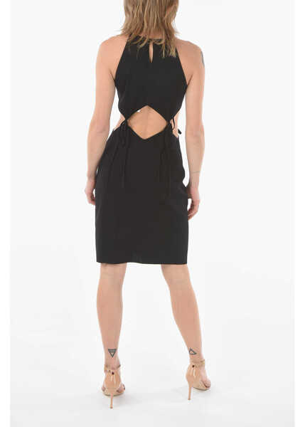 Rochii scurte Bottega Veneta Mini Dress With Cut Out Detail With Laces Black Femei (BM 9588569) 2