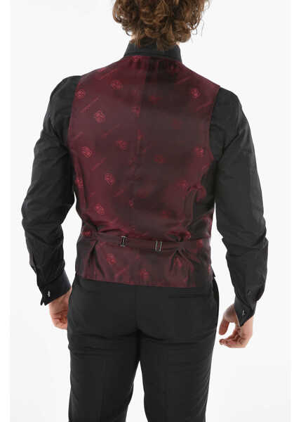 Veste costum CORNELIANI Patterned Silk Cerim.academy Waistcoat Burgundy Barbati (BM 9590558) 2