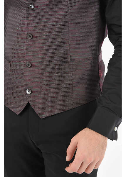 Veste costum CORNELIANI Patterned Silk Cerim.academy Waistcoat Burgundy Barbati (BM 9590558) 3