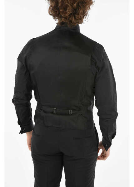 Veste costum CORNELIANI Cc Collection Two-Tone Peak Lapel Cerim. Reset Double-Breast Black Barbati (BM 9591155) 2