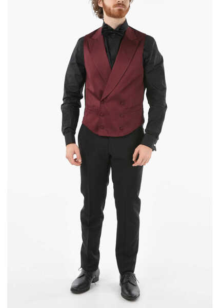 Veste costum CORNELIANI Cc Collection Two-Tone Peak Lapel Cerim. Reset Double-Breast Black Barbati (BM 9591155) 4