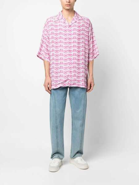 Camasi casual GCDS Monogram Waved Shirt FUCHSIA Barbati (BM 9591509) 2