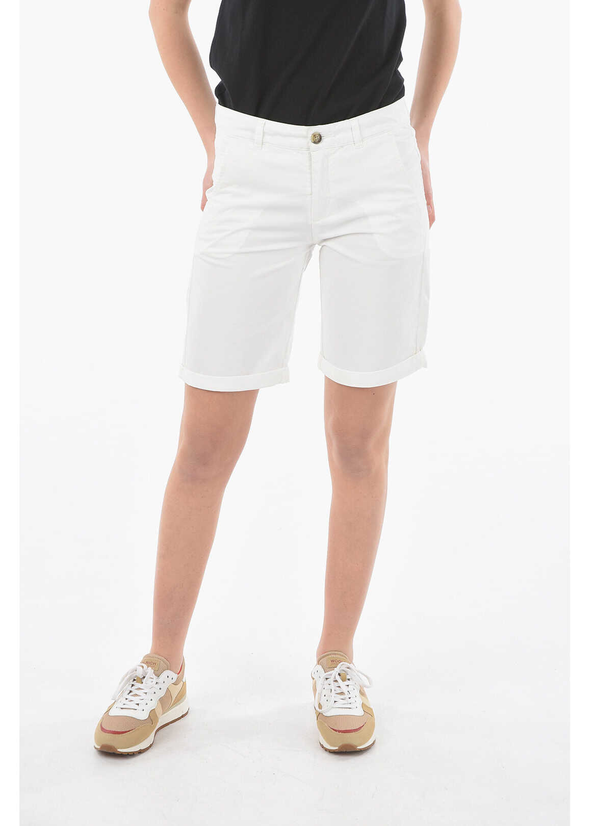 Woolrich Cuffed-Hem Slim Fit Shorts White