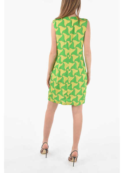 Rochii scurte Bottega Veneta Plunging Neckline Wavy Patterened Parachute Mini Dress Yellow Femei (BM 9594803) 2