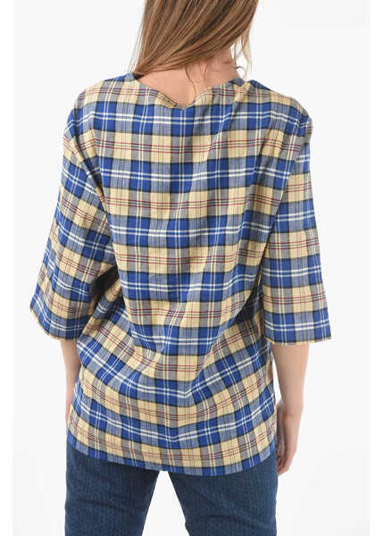 Tricouri Woolrich Plaid Checked Oversized T-Shirt With Maxi Monogram Patch Multicolor Femei (BM 9596642) 2