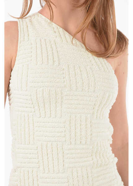 Rochii scurte Bottega Veneta Braided Sponge One Shoulder Intreccio Towelling Mini Dress Beige Femei (BM 9596756) 3