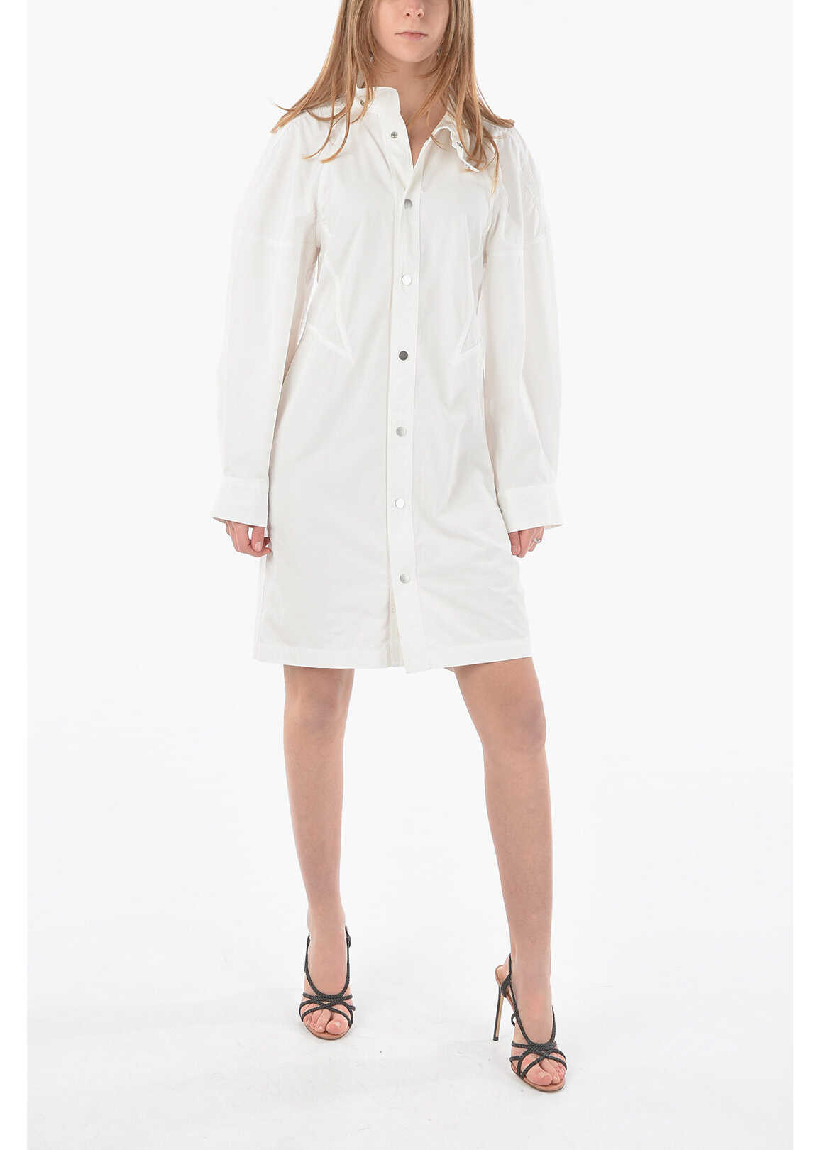 Bottega Veneta Snap Button Compact Shirt Dress White