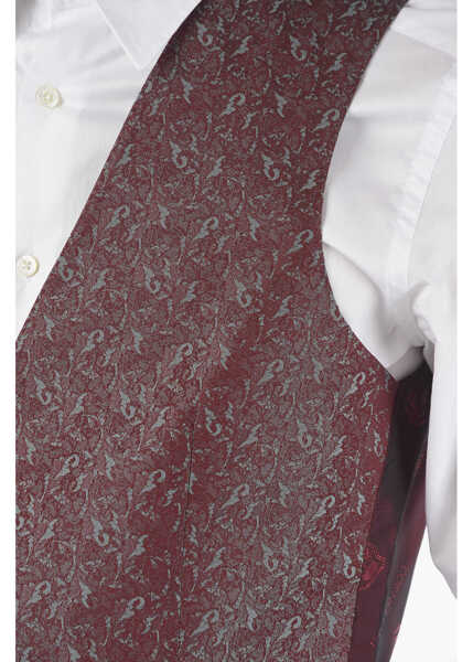 Veste costum CORNELIANI Patterned Silk Cerim.academy Double Breasted Waistcoat Burgundy Barbati (BM 9599531) 3