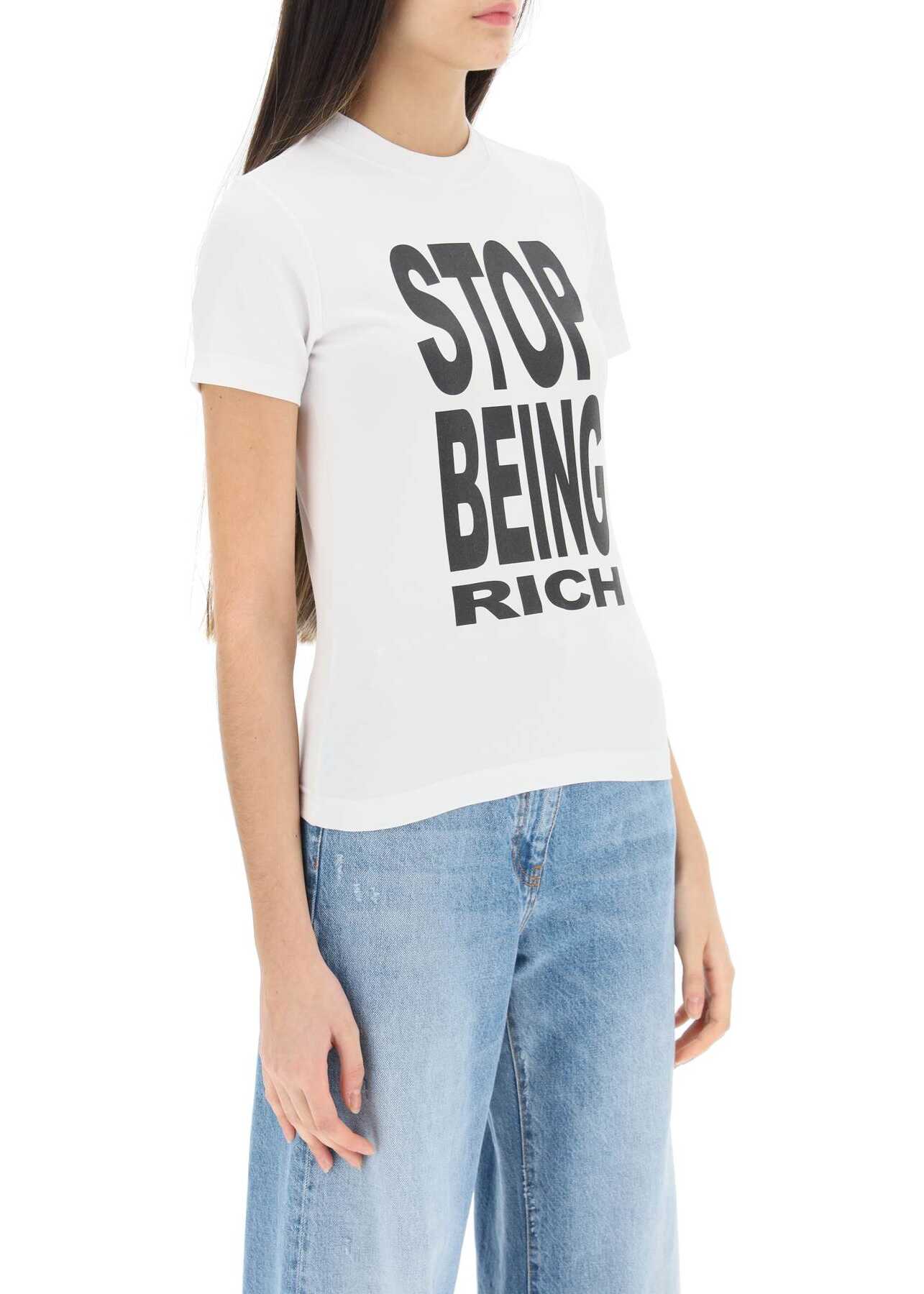 Vetements \'Stop Being Rich\' Slim Fit T-Shirt WHITE