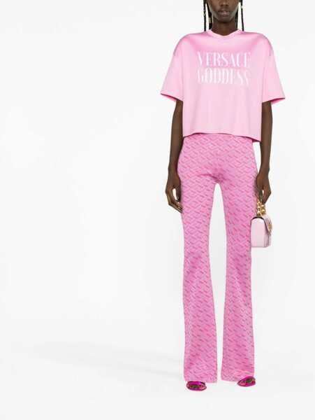 Pantaloni casual Versace Jacquard Pants With Greek Print PINK Femei (BM 9600398) 2