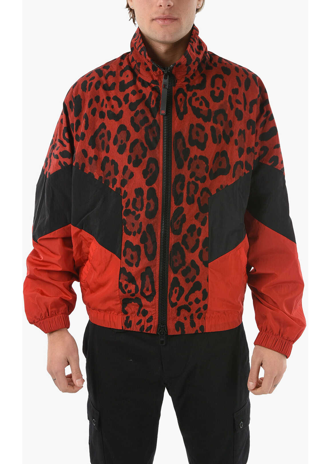 Dolce & Gabbana Hot Animalier Leopard-Printed Zip-Up Windbreaker Red