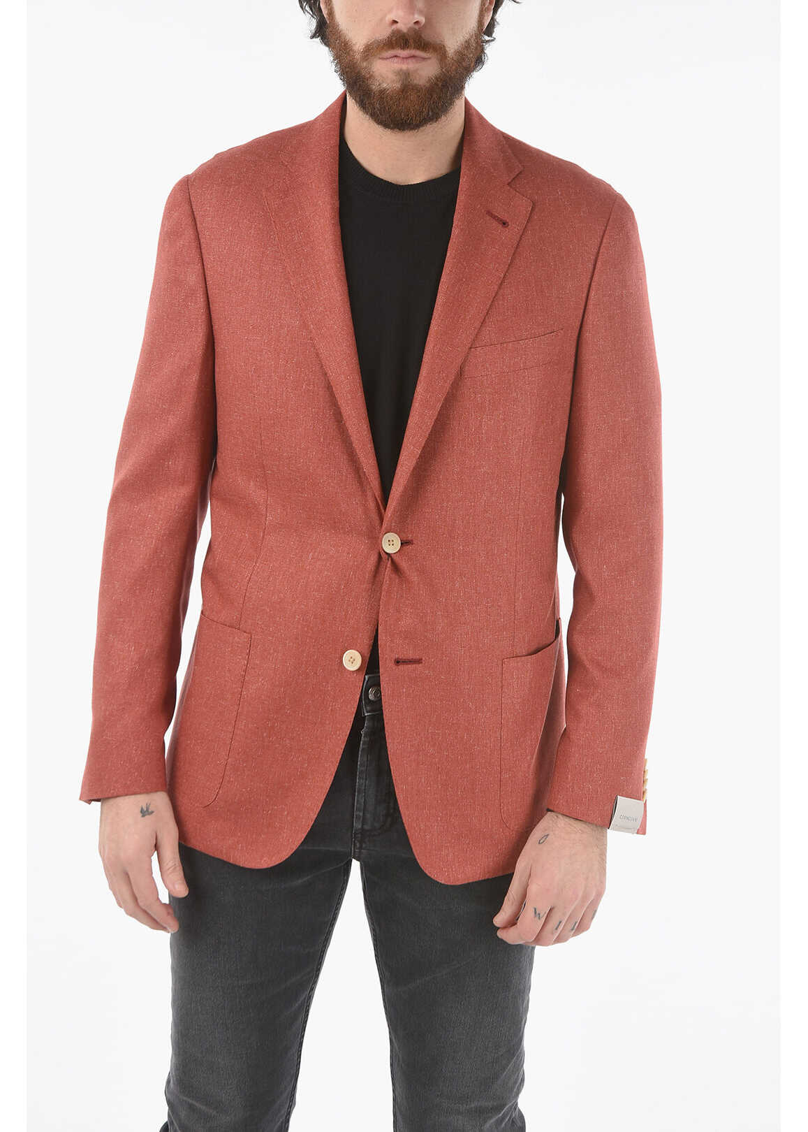 CORNELIANI Silk Side Vents Notch Lapel Gate 2-Button Blazer Red