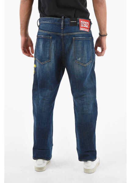 Blugi drepti DSQUARED2 Tapered-Fit Big Brother Denims With Multicolor Logo Print 19 Blue Barbati (BM 9603869) 2