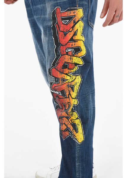 Blugi drepti DSQUARED2 Tapered-Fit Big Brother Denims With Multicolor Logo Print 19 Blue Barbati (BM 9603869) 3