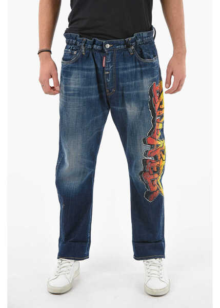 Blugi drepti DSQUARED2 Tapered-Fit Big Brother Denims With Multicolor Logo Print 19 Blue Barbati (BM 9603869) 1