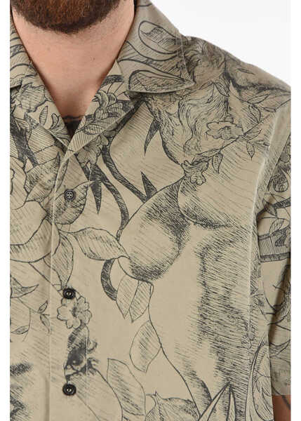 Camasi casual DSQUARED2 Short-Sleeve Shirt With Pointed Collar And Graphic Print Brown Barbati (BM 9604268) 3