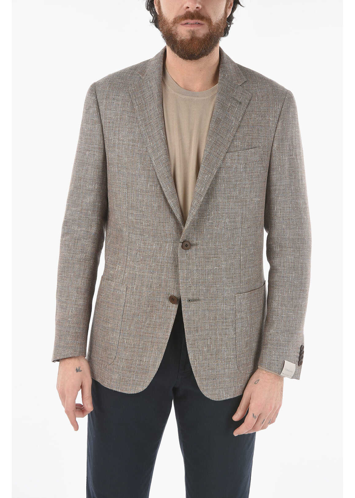 CORNELIANI Side Vents Notch Lapel Patch Pocket Gate 2-Button Blazer Gray