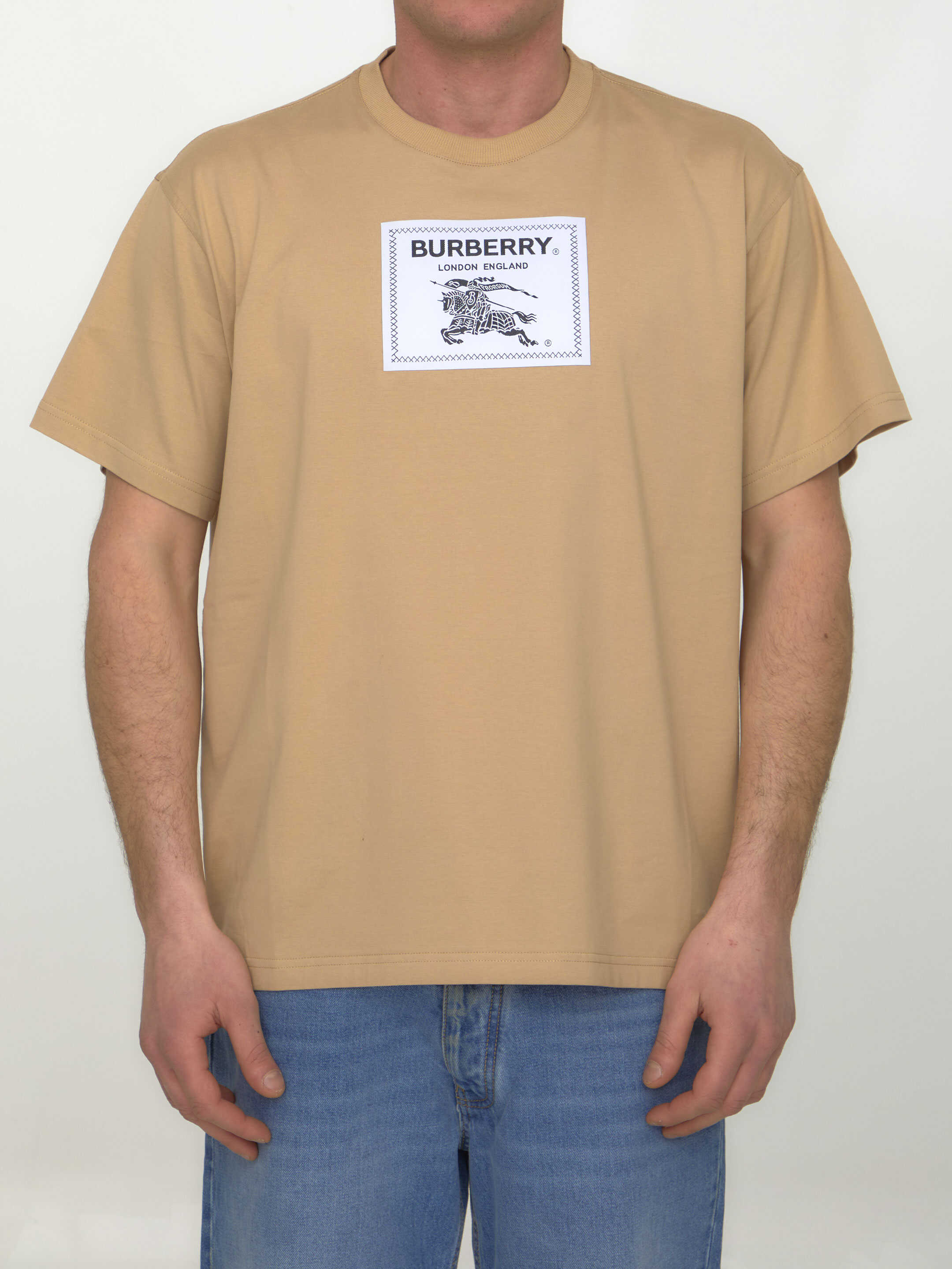 Burberry Ekd Cotton T-Shirt Beige