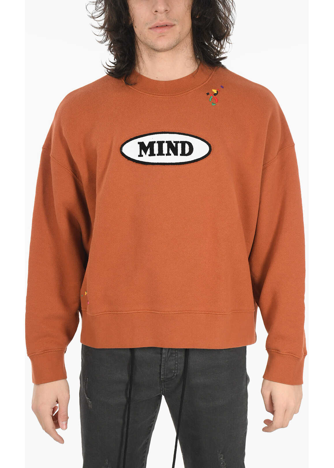 Palm Angels Missoni Crew Neck Mind Brushed Cotton Sweatshirt Brown