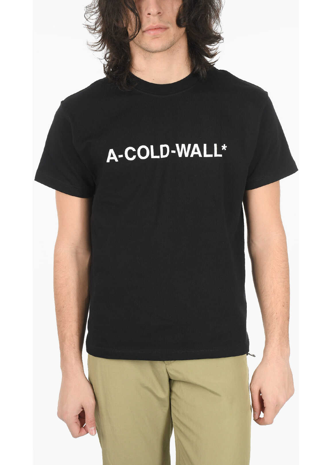 A-COLD-WALL* Cotton-Jersey T-Shirt With Debossed Lettering Logo Black