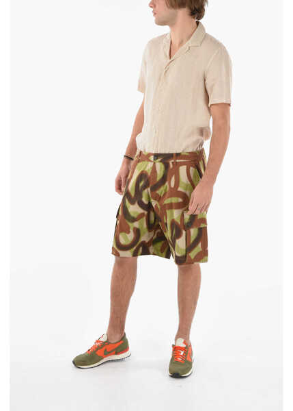 Pantaloni scurti DSQUARED2 Camouflage Pattern Cargo Shorts With Elastic Waistband Multicolor Barbati (BM 9605981) 4