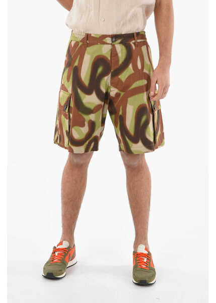 Pantaloni scurti DSQUARED2 Camouflage Pattern Cargo Shorts With Elastic Waistband Multicolor Barbati (BM 9605981) 1