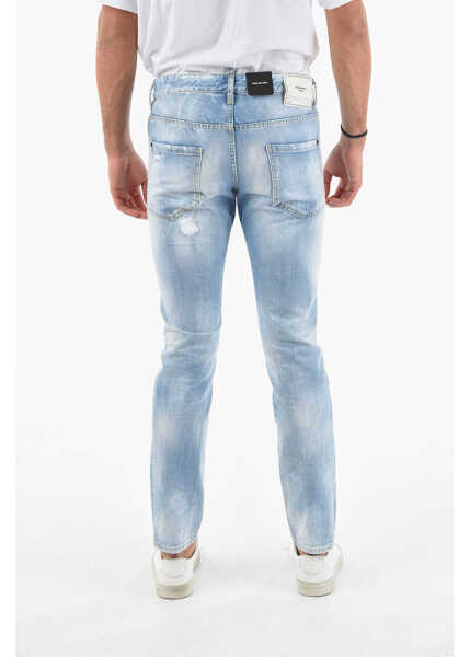 Blugi drepti DSQUARED2 Distressed Cool Guy Denims With Back Logo Patch Light Blue Barbati (BM 9607535) 2