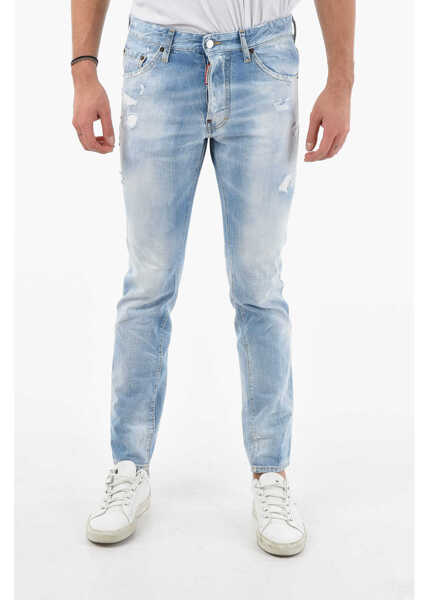 Blugi drepti DSQUARED2 Distressed Cool Guy Denims With Back Logo Patch Light Blue Barbati (BM 9607535) 1