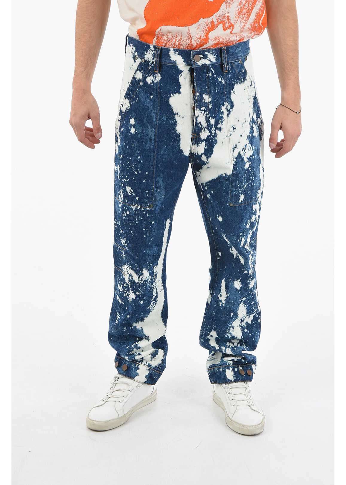 Palm Angels Acid Wash Effect Galaxy Loose Fit Jeans 19Cm Blue