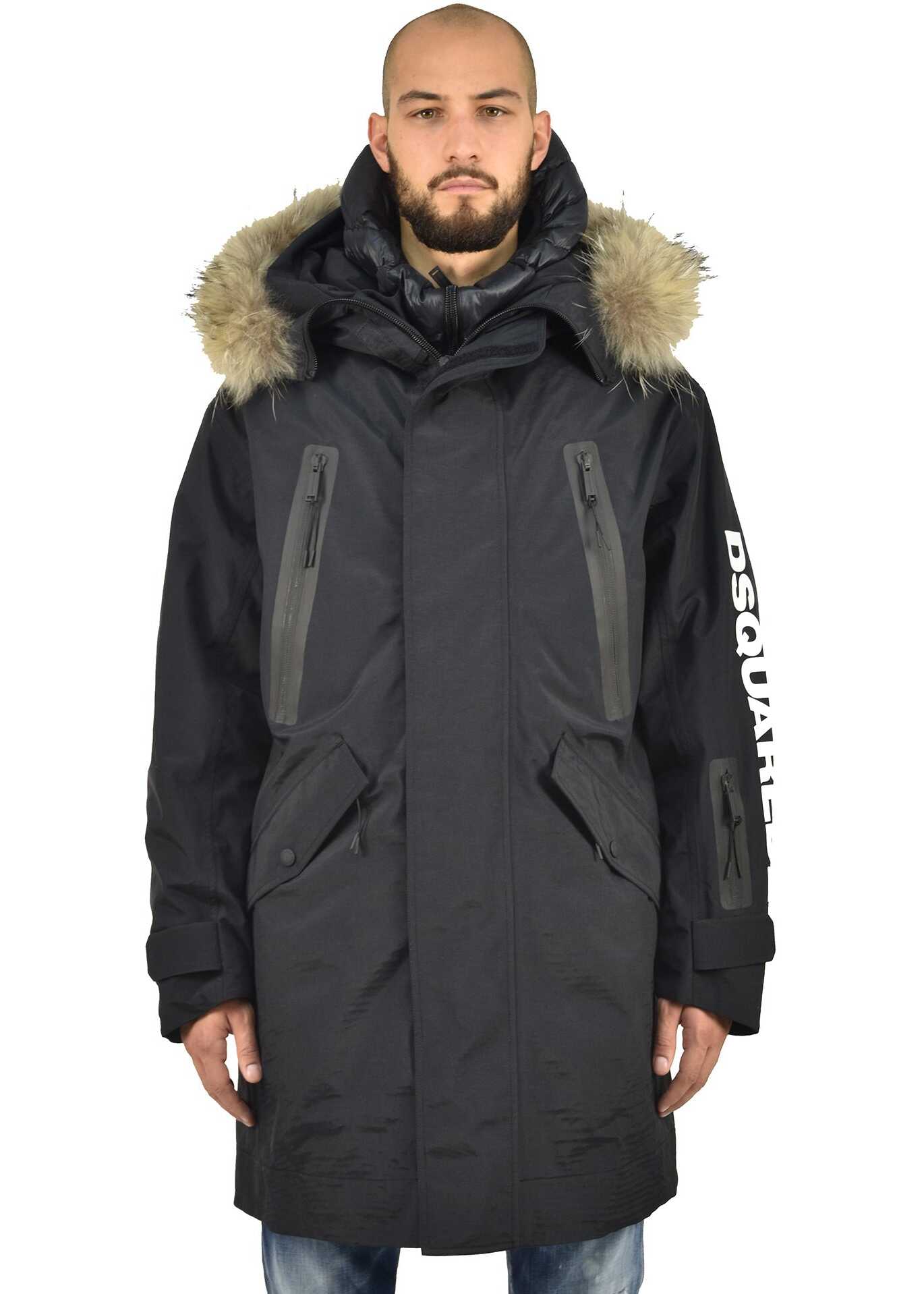 DSQUARED2 Polyamide Coat BLACK