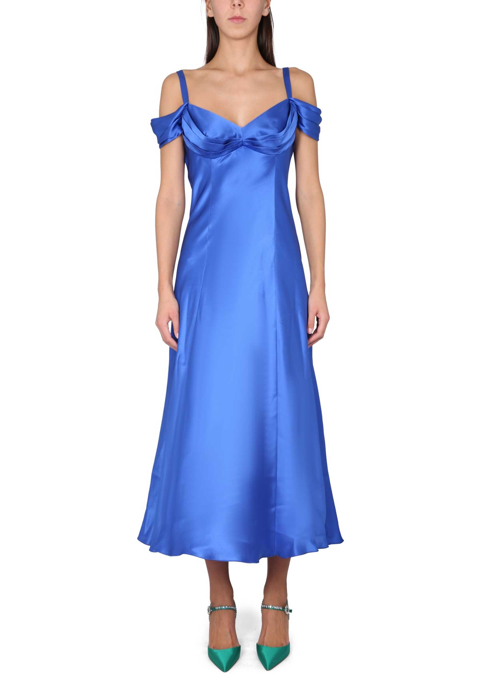 Alberta Ferretti Off-The-Shoulder Dress BLUE