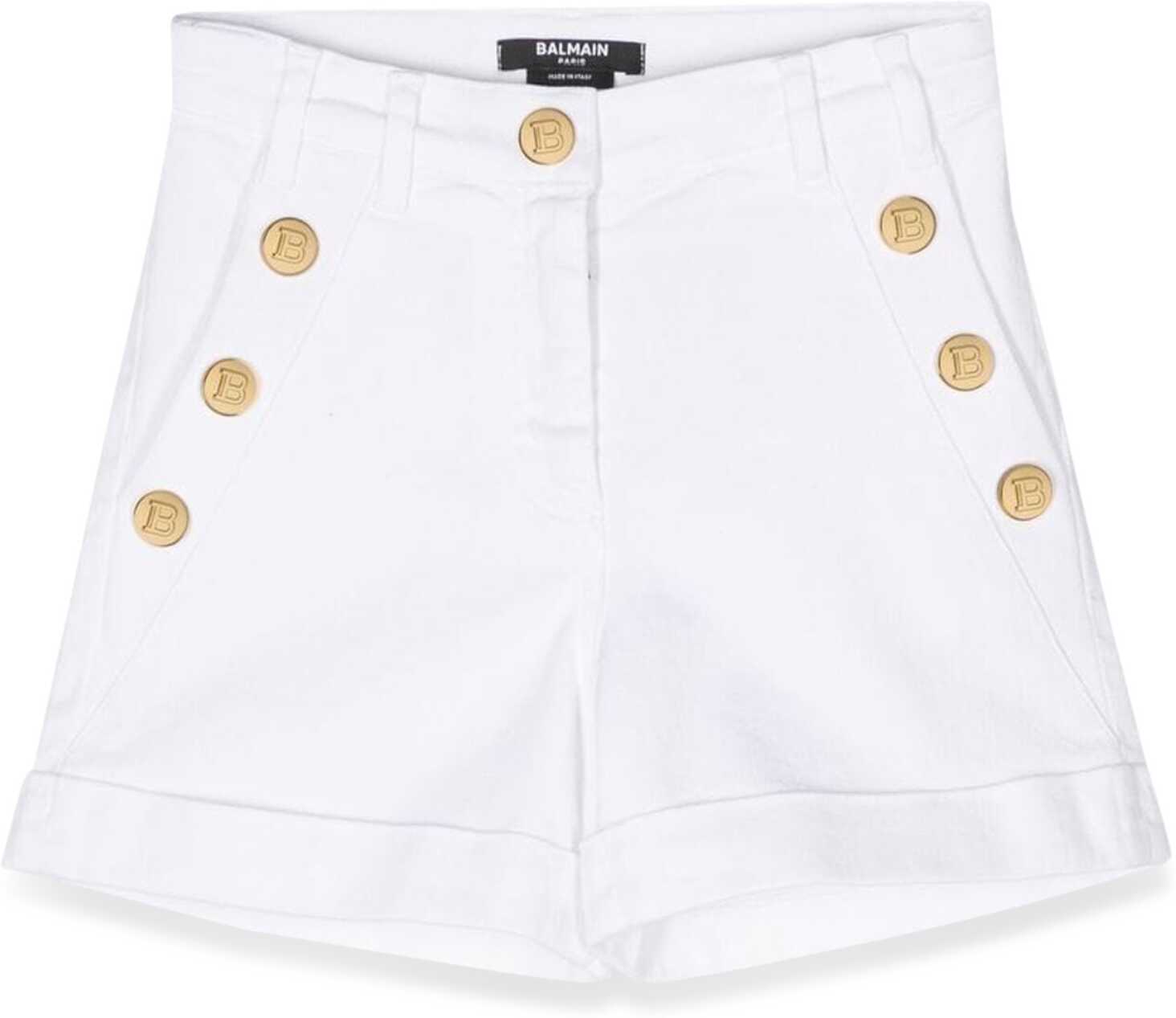 Poze Balmain Bermuda Shorts Buttons WHITE
