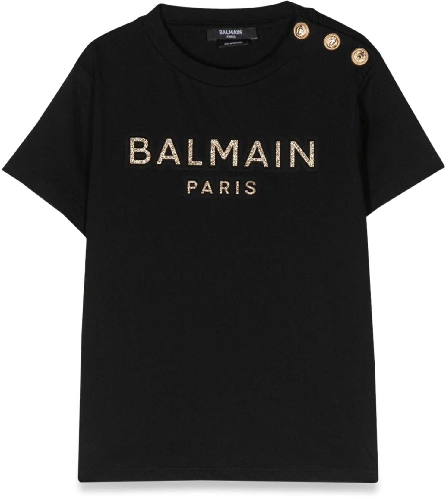 Poze Balmain Mc Logo T-Shirt And Buttons BLACK